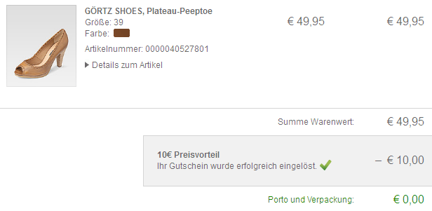 Görtz Gutschein 2012 Juli 10 Euro Görtz Gutschein 2012 Juli 10 Euro