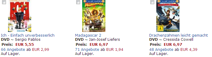 DVDs und Kinderfilme billig