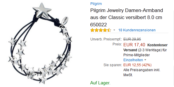 Pilgrim Armband mit Sternen reduziert