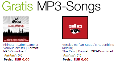 Amazon MP3s gratis und kostenlos