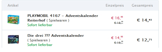 Thalia Adventskalender reduziert
