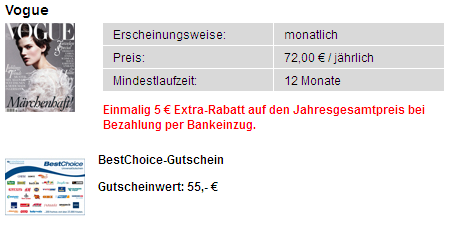 Zeitschriften Abo Vogue - günstig