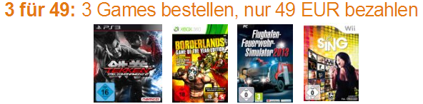 Amazon 3 Games reduziert und billig Rabattaktion