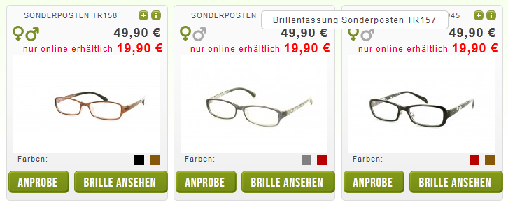 Brille.de Schnäppchen Komplettbrille mit Gläsern billig online bestellen günstiges Brillengestell