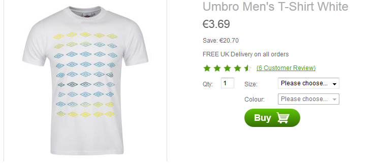 zavvi Schnäppchen T-Shirt sehr billig UMBRO