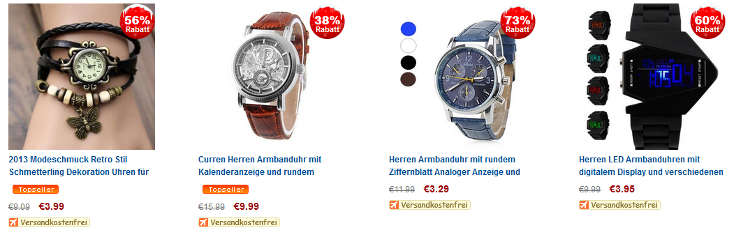 Armbanduhren billig beim efox Shop tolle Uhren Schnäppchen Herren Damen