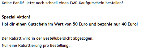 EMP Kaufgutschein mit Rabatt bestellen