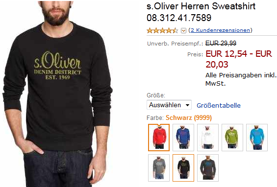 s.Oliver Kleidung Herren Damen Amazon billig reduziert
