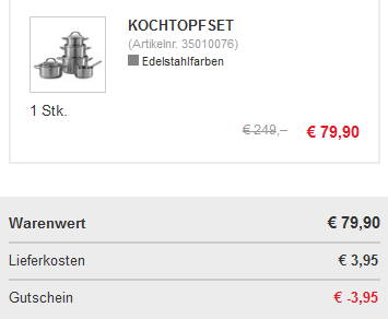 XXXLShop Gutscheincode Aktionsnummer Kochset billig
