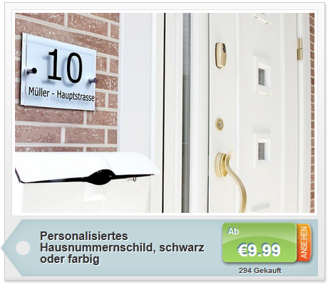 Persönliches Hausnummernschild bei Groupon