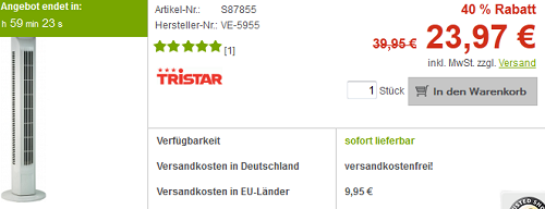 Blitzangebot bei Voelkner Ventilator