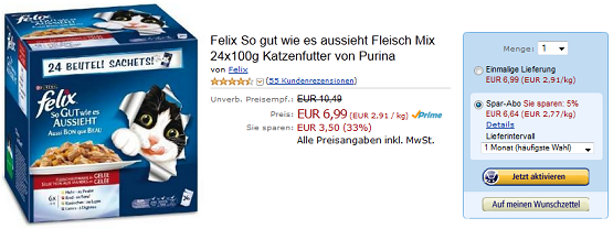 Felix Schnäppchen bei Amazon