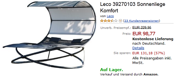 Komfort Sonnenliege billig bei Amazon