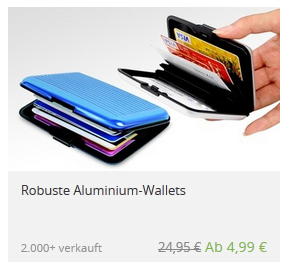 Aluminium Kreditkarten Geldbeutel