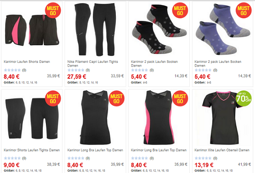 Sportdirect Laufbekleidung und Damenkleidung