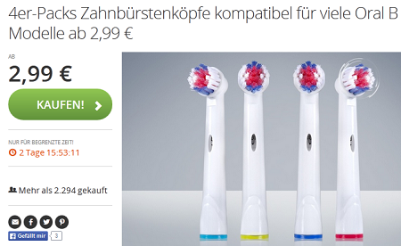 Zahnbürstenköpfe für Oral B billig