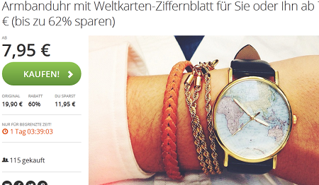Weltkarten Armbanduhr