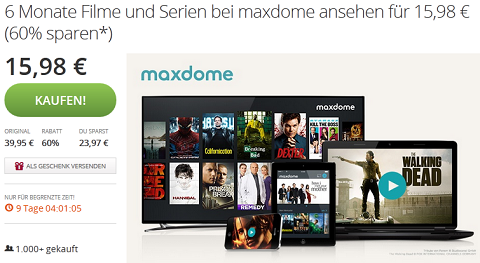 maxdome Deal bei Groupon