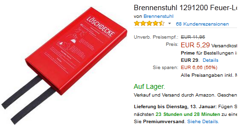 Löschdecke Füllartikel billig