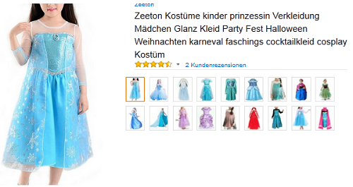 Prinzessinnenkleid Kostüm und Verkleidung für Mädchen