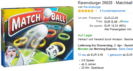 Matchball von Ravensburger sehr stark reduziert