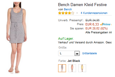 Festive nur 6,33€: Kleid von Bench sehr günstig