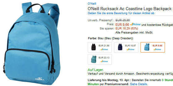 O'Neill Rucksack reduziert Coastline