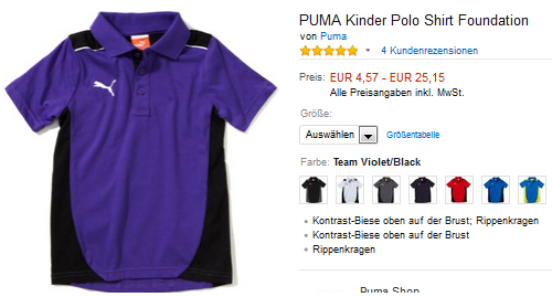 PUMA Poloshirt für Kinder - Foundation ab 4,57 Euro