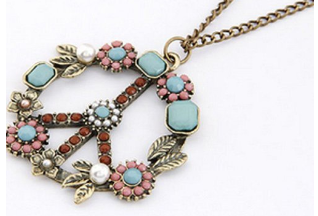 Peace Kette mit Blumen billig bei Amazon