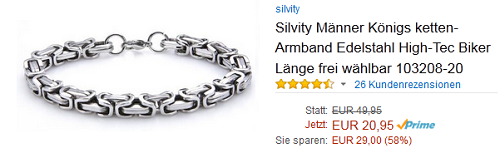 Silvity Armband für Männer reduziert