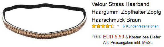 Haarband & Haargummi aus Velour mit Strass günstig