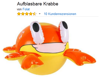 große aufblasbare Krabbe + Badespaß für Kinder