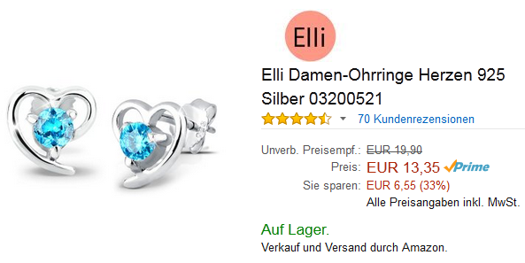Damenohrringe von Elli reduziert bei Amazon