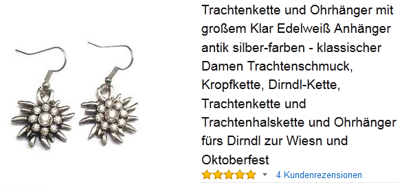 Edelweiss Ohrringe für das Volksfest
