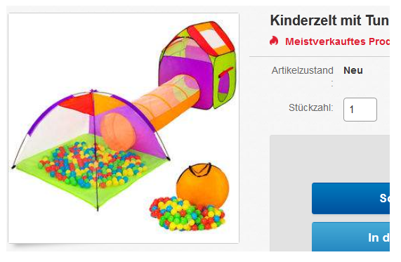 Kinderzelt mit Tunnel für Abenteuer im Kinderzimmer