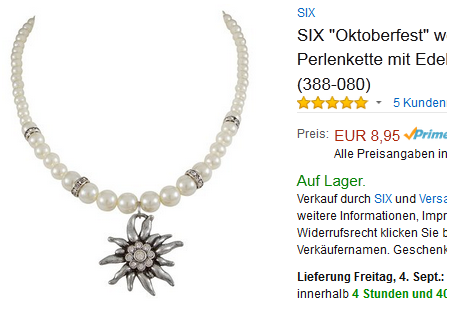 SIX Perlenkette für Oktoberfest & Dirndl