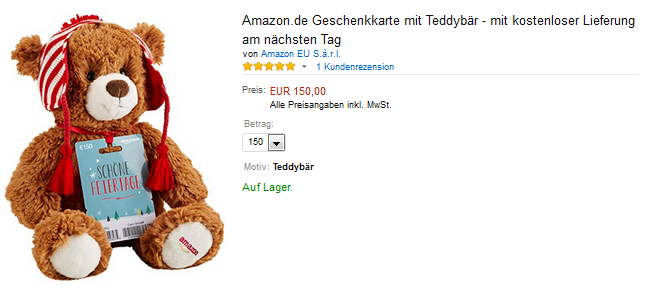 Teddybär geschenkt bei Amazon