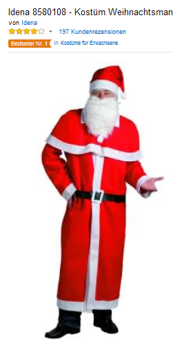 Weihnachtsmann Kostüm, Verkleidung günstig bei Amazon