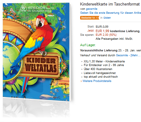 Kinderweltkarte im Taschenformat billig