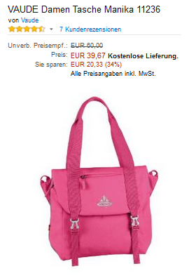 Tasche Manika von Vaude reduziert