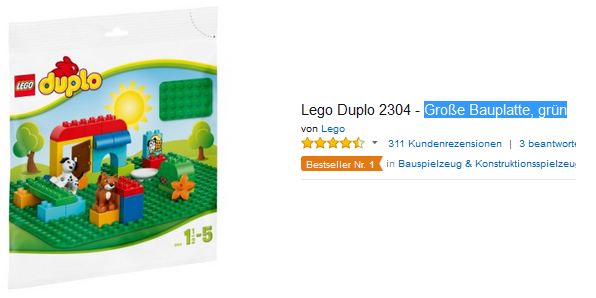 LEGO Duplo reduziert - grüne, große Bauplatte