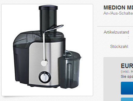 Entsafter von Medion reduziert & versandkostenfrei bei ebay