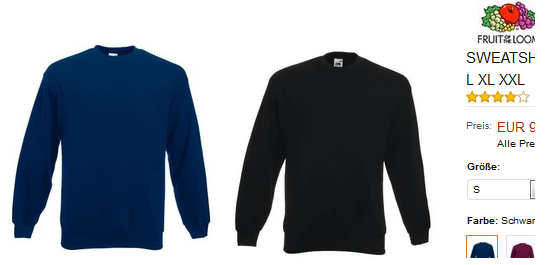 Fruit of the Loom Herren-Pullover Set-In ab 7,34 Euro