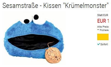 Krümelmonster-Kissen reduziert & versandkostenfrei