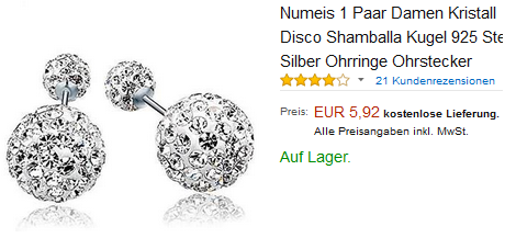 Runde Ohrstecker mit Discokugel nur 5,92 Euro mit Versand