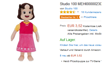 Heidi Plüschfigur billig & Plus Produkt bei Amazon