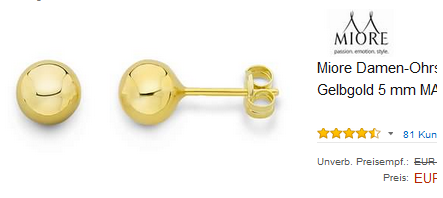 Miore goldene Ohrstecker
