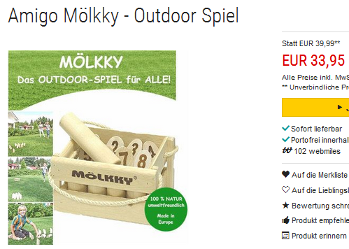 Mölkky Outdoorspiel und Trinkspiel