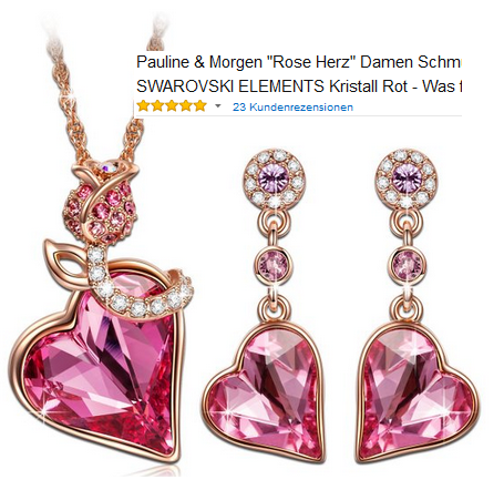 Schmuckset Rose Herz, tolle Geschenkidee