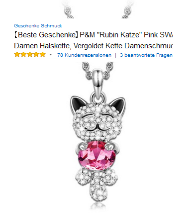 niedliche Damenkette mit Katze